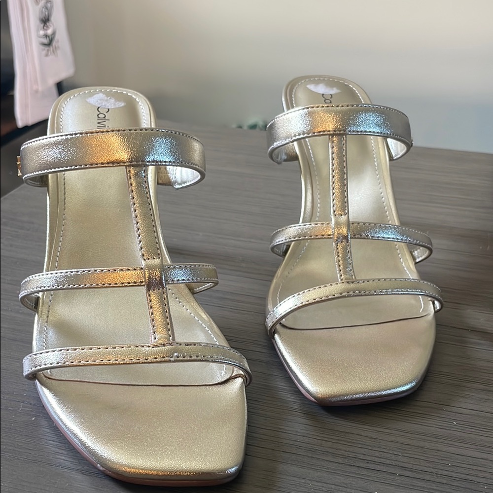 Calvin Klein Silver Strappy Heels